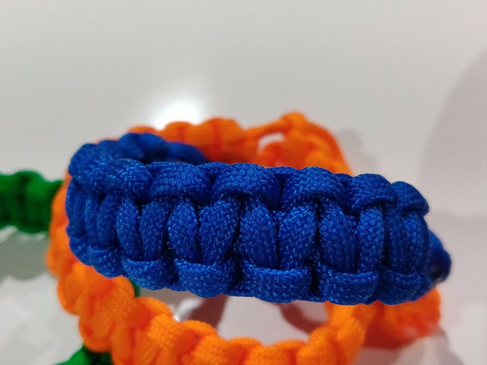 3 Pack Mad Max Style Adjustable Paracord Bracelets 7.5″ Diamond Knott. Blue