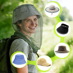 2 Pack Mosquito Head Net Mesh, Fits All Hats for Men & Women,Green | Bug Face…