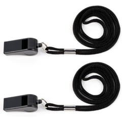 Sports Whistle 2 Pack Loud Plastic Whistles W/ Lanyard Coaches Referees Training