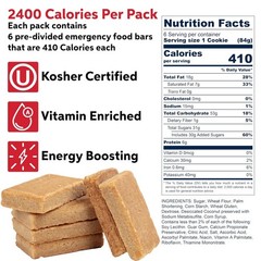 SOS Food Lab Emergency Food Bar – 2400 Calorie Ration (Shortbread Cookie)