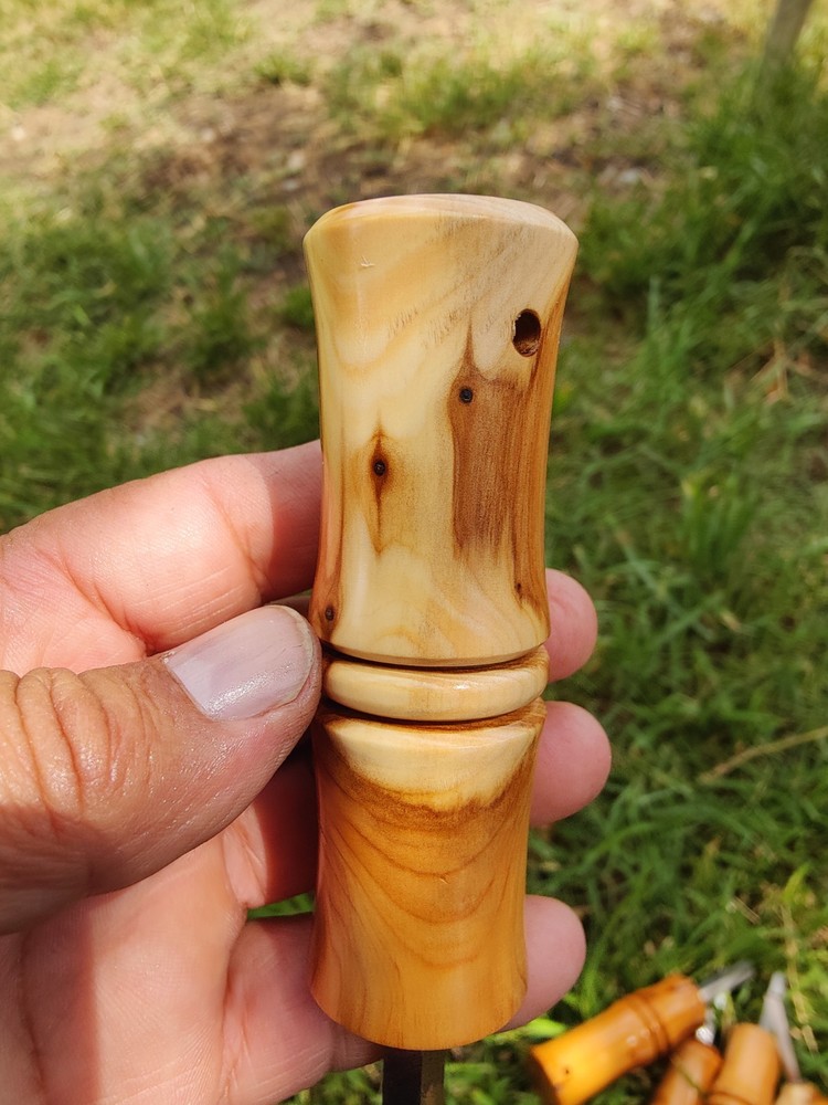 Bushcraft ferro rod striker with Pacific Yew wood handle | firesteel scraper