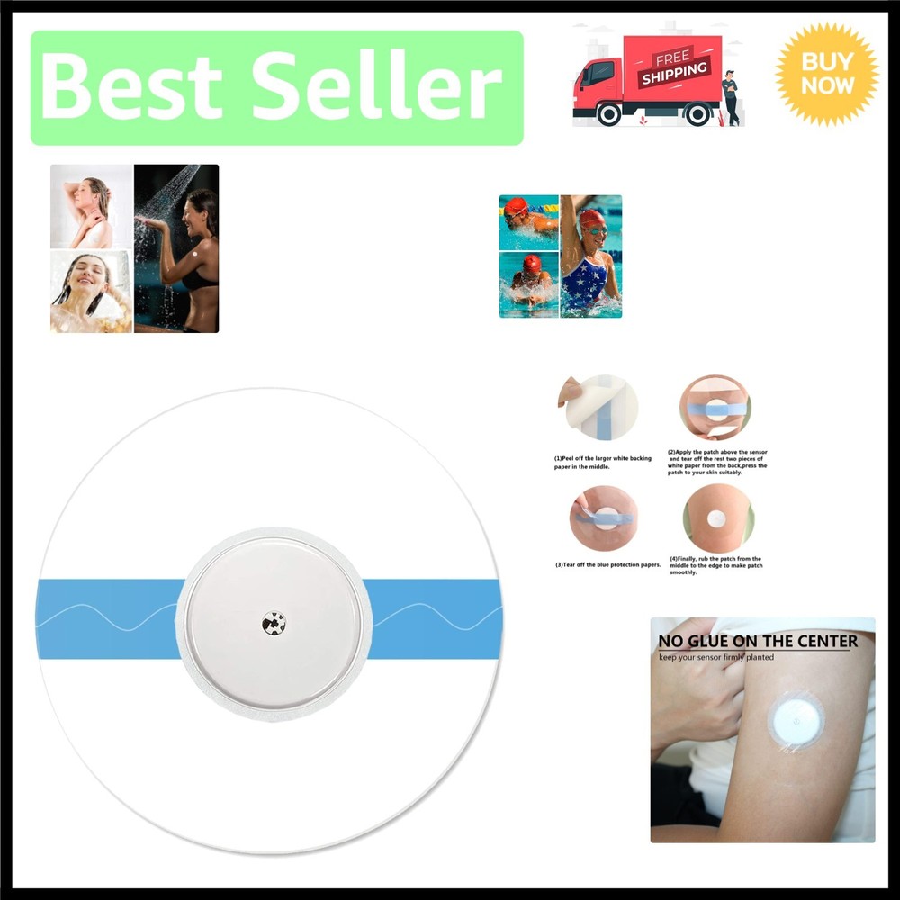 Adhesive Sensor Covers for Libre 1/2/3 – 55 Pack, No Glue Center for Easy Change