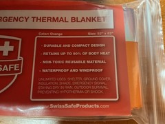 SWISS SAFE EMERGENCY MYLAR THERMAL BLANKETS 4 PACK 52 x 82 orange w/ bonus gold