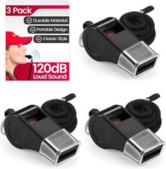 3 Pack Durable Plastic Whistles with Lanyards – Loud Crisp Sound for Coaches,