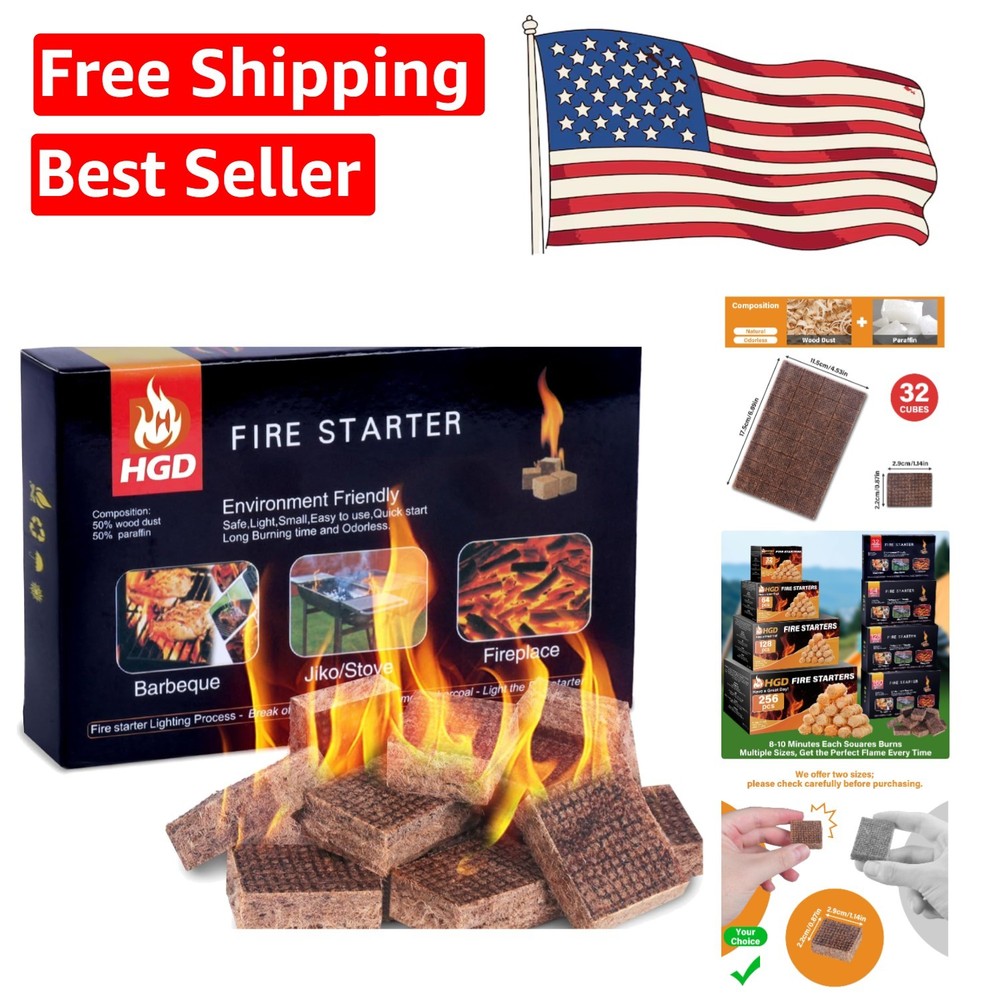 Weather-Resistant Fire Starter Sticks – 32-Pack for Camping & Grilling