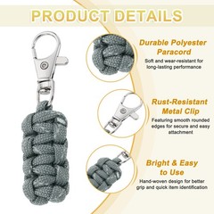 Reflective Paracord Zipper Pull, 80 mm Length for Backpacks (8 Pack, Gray)