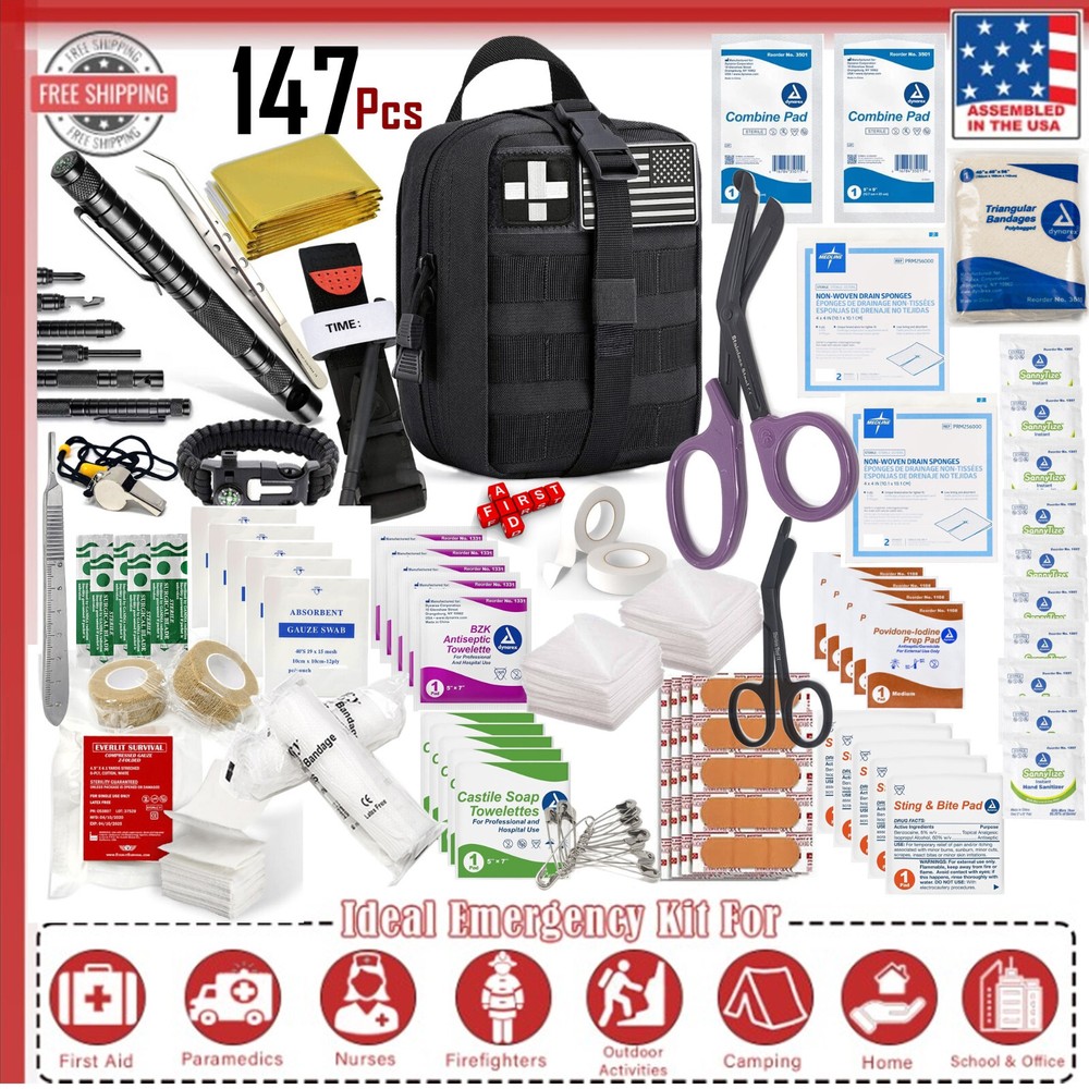 Emergency First Aid Kit – Family Camping & Hiking Potable Medical Kit – 147 Pcs