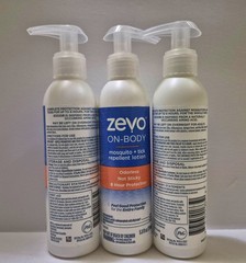 3-pack lot Zevo On-Body 8 Hour Mosquito Tick Repellent Lotion 5.8 oz odorless