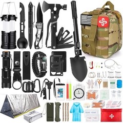 250Pcs Survival Gear Kit with Molle Bag & Emergency Tent – First Aid, Hiking, Ou