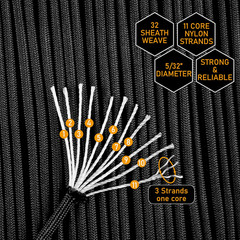 750Lb Paracord 4Mm 11 Strands Tactical Parachute Cord, 50′ 100′ 250′ 1000′ Utili