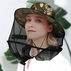 Mosquito Head Net Hat Safari Sun Bucket Hat with Net Mesh Outdoor Fishing Hiking