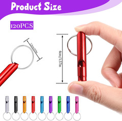 120 Pcs Emergency Whistle with Keychain, Aluminum Survival Whistle Extra Loud Ou