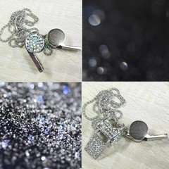 Whistle, Metal Crystal Rhinestone Whistle with Keychain, Bling Whistle, Loud …