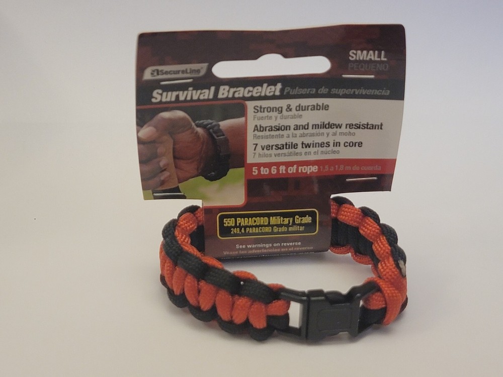 Survival Bracelet Secure Line 550 Nylon Paracord Braid Red Black Outdoor Small