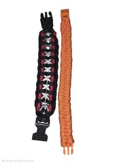 Two Womens Paracord Bracelet Large Red and Black and a thin Orange one