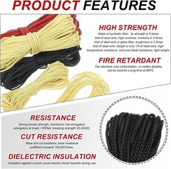Black 50Ft 3mm Braided Paracord 1000lb Utility Rope Flame Resistant Camping