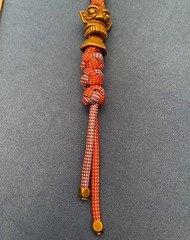 Paracord keychain. backpack, jacket zipper pull. Totem pole or Aztec deity bead