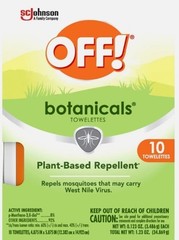 OFF!® Botanicals® Insect Repellent Towelettes, Mosquito Repellent 1 Pack of 10