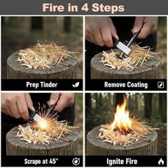 4 Pack Ferrocerium Rod Fire Starter Portable Waterproof Survival Tool