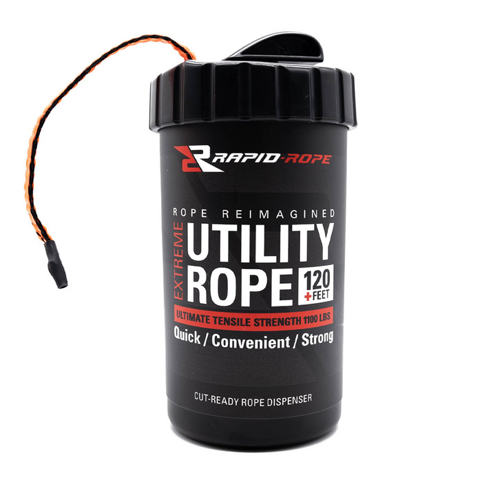 Rapid Rope Canister 120ft Orange Flat Tactical Paracord, Made in USA, 1100lb Tes