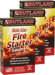 Rutland Safe Lite Fire Starter Squares – Heavy Charcoal Starters for Fireplace,