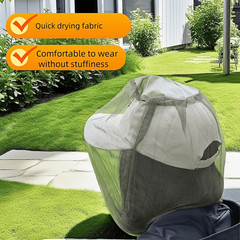 Outdoor Mosquito Head Net for Hat – Extra Large & Fine Mesh (620 Holes per Inch)