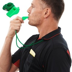 2Pcs Plastic Green Sports Whistles for Coaches with Lanyard Loud Crisp Sound