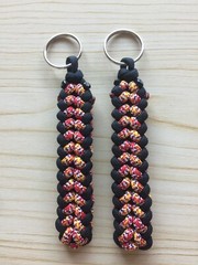 Red/Black /White/Yellow & Black Paracord Keychain with Keyring- Set of 2