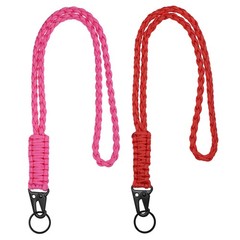 2Pcs Heavy Duty Braided Paracord Lanyard, Pink/Red