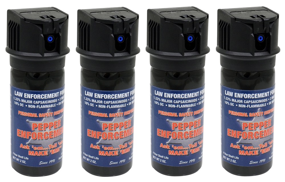 Pepper Enforcement (Pack of 4) 2 oz. Stream Pepper Spray 10% OC Police Strength
