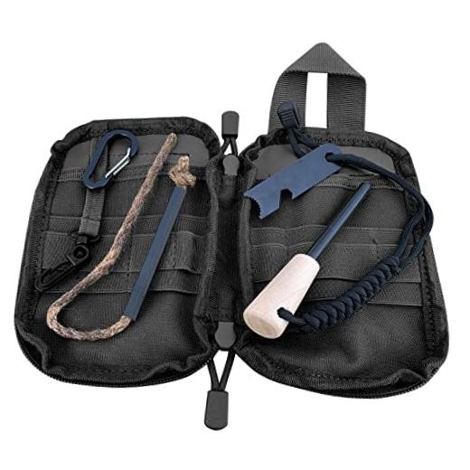 Fire Starter Survival Kit, Larger Ferro Rod with Striker Lanyard Black Bag Kit