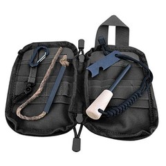 Fire Starter Survival Kit, Larger Ferro Rod with Striker Lanyard Black Bag Kit