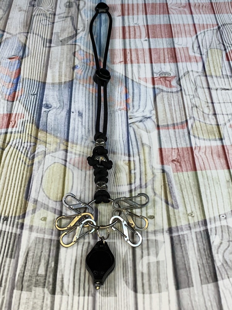 Paracord Wrist Lanyard 14” Key chain W S/S Bead Nite Ize Key Ring & Light