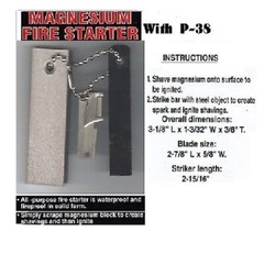 New FireSteel Kit Mag FireStarter + P31+COMPASS+WHISTLE + LEATHER POUCH+ Knife