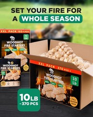 370 Pcs Natural Fire Starters – Quick Ignite, Long-Burning Charcoal Starters for