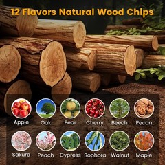 Wood Chips for Cocktail Smoking – 12 Flavor Set Including Apple, Maple & Pecan