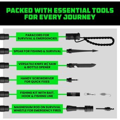 Tactical Hiking Stick with Integrated Survival Kit – Essential Camping Gear