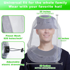 Premium Mosquito Head Net for Insect 2 Pack, Ultra Large & Long, Extra Fine Hole
