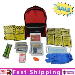 2 Person Emergency Kit 3 Day Survival Backpack Natural Disasters Prepared Red US