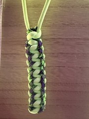6 In UV Reactive USA Made 550 Lb Paracord Knife/EDC Lanyard, Purple And Green.
