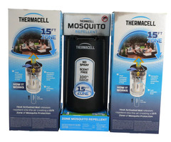 Lot of 3 Thermacell Zone Mosquito Repeller & Fuel Cartridge & 3 Repellent Mats