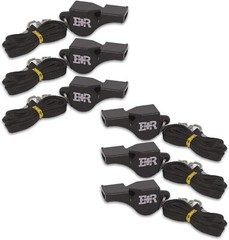 Ever Ready First Aid Lifeguard Coach Sports Whistle with Lanyard Black – 6 Pack