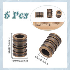 6 Pcs Brass Paracord Bead, Groove Column Lanyard Beads 6Mm Large Hole European B