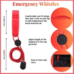 Outdoor Bear Bells & Emergency Whistles Set with Lanyard (Red)