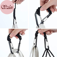 Paracord Keychain Carabiner Clip, D Ring Lanyard Hanger Stroller Hook for Water
