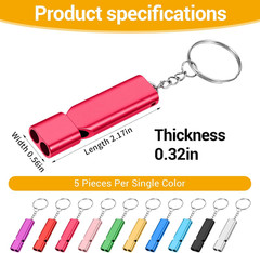 50 Pcs Emergency Whistle, Aluminum Alloy Safety Whistles with Keychain 120 Db Lo