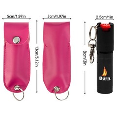 BURN Pepper Spray Keychain 1/2oz Self Defense in Pink Holster