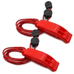 FJCTER Emergency Whistles Survival, 2PCs Super Loud Double Tube big, red