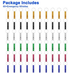 60x Aluminum Emergency Whistles w/ Keychain Bulk Loud Survival Coach Outdoor US
