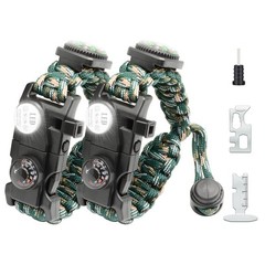 20 in 1 Survival Paracord Bracelet Adjustable Gear Kit with SOS LED Light, Fi…